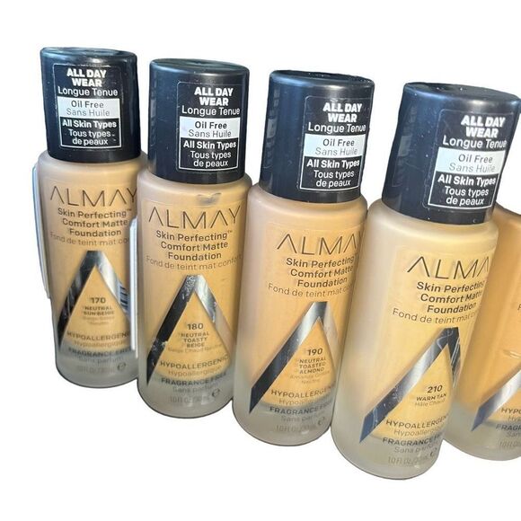 240 Almay Skin Perfecting Comfort Matte Foundation Hypoallergenic Warm Almond - Picture 3 of 4